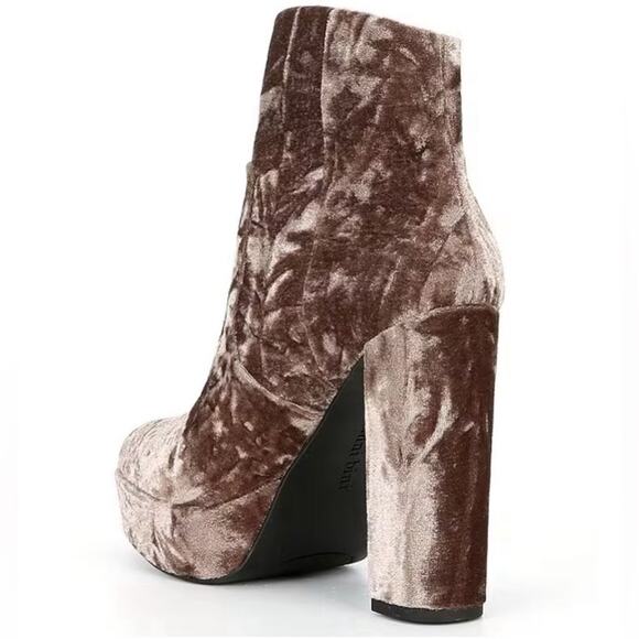 Gianni Bini Didier Velvet Platform Block Heel Brown Booties Size 5 - Picture 5 of 6